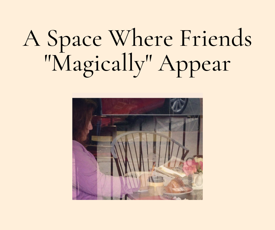 Through the window of Dagny's, a coffee shop in Bakersfield, California, friend's magically appear and inspire creative sparks in one another.