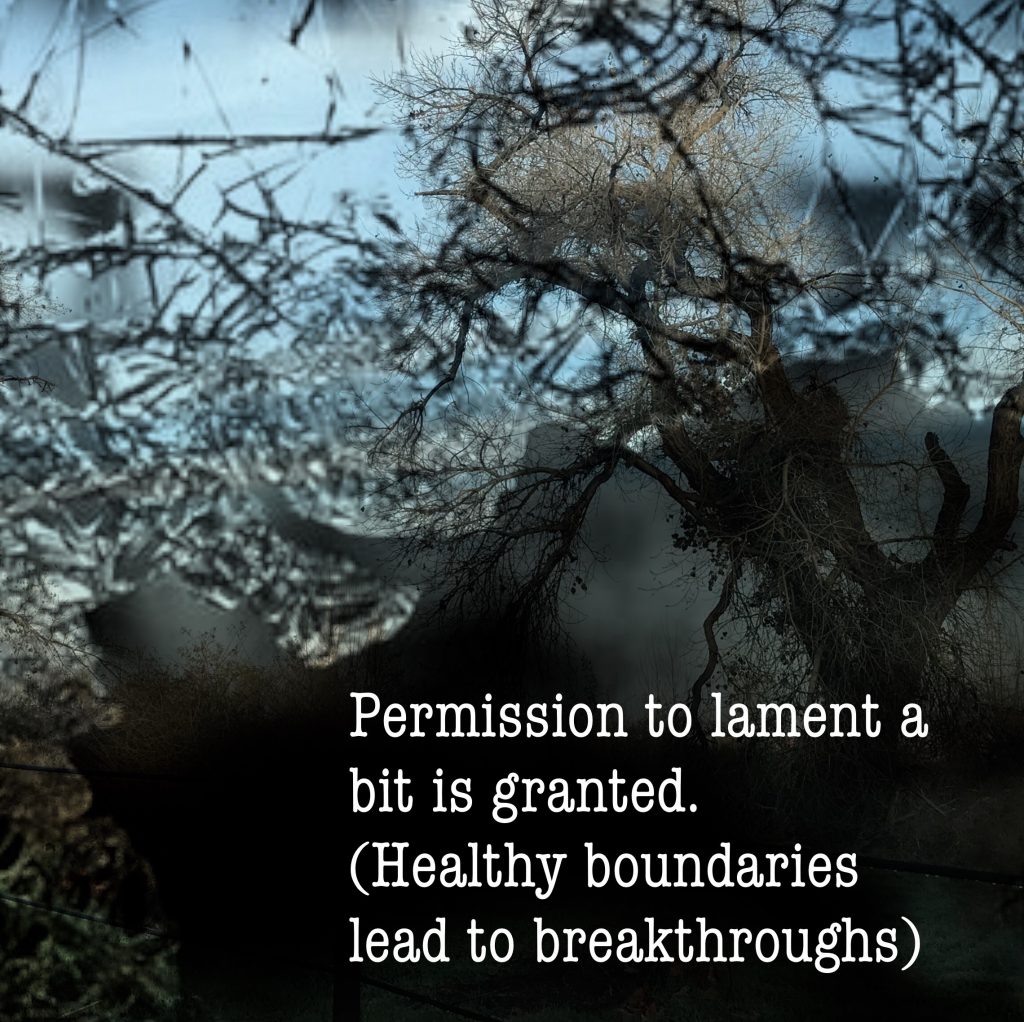 Permission to lament is granted. Healthy boundaries lead to breakthroughs,